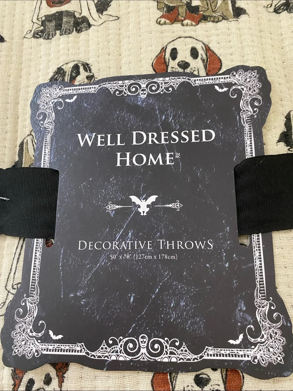 NWT.  Well Dressed Home, Halloween  dogs, decorative throw blanket.